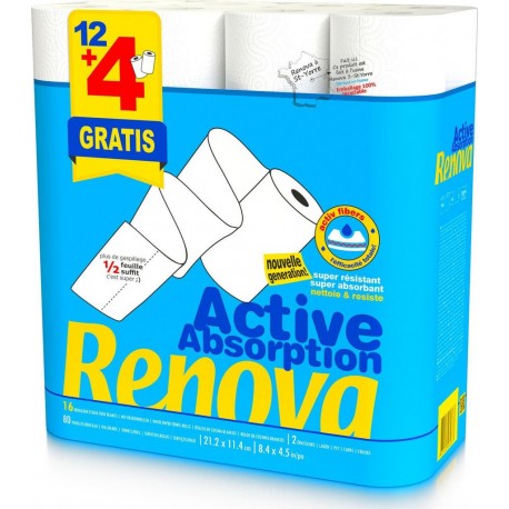 RENOVA Essuie-Tout Active Absorption les 16 rouleaux