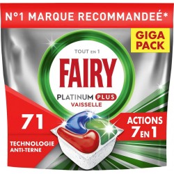 FAIRY Tablette lave-Vaisselle Platinum Plus Tout en 1 Action 7-en-1 71 tablettes