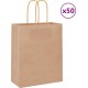 Vidaxl Sacs En Papier 50 Pcs Avec Poignées Marron 18x8x22 Cm