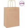 Vidaxl Sacs En Papier 250 Pcs Avec Poignées Marron 21x11x28 Cm