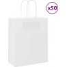 Vidaxl Sacs En Papier 50 Pcs Avec Poignées Blanc 18x8x22 Cm