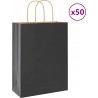 Vidaxl Sacs En Papier 50 Pcs Avec Poignées Noir 26x12x35 Cm