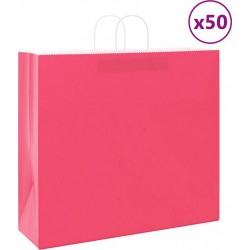 Vidaxl Sacs En Papier 50 Pcs Avec Poignées Rose 54x15x49 Cm