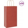 Vidaxl Sacs En Papier 50 Pcs Avec Poignées Rouge 21x11x36 Cm
