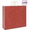 Vidaxl Sacs En Papier 50 Pcs Avec Poignées Rouge 54x15x49 Cm