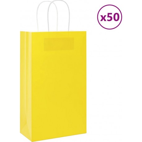 Vidaxl Sacs En Papier 50 Pcs Avec Poignées Jaune 21x11x36 Cm