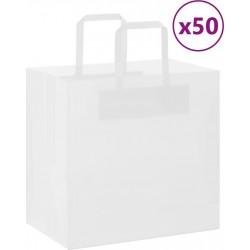 Vidaxl Sacs En Papier 50 Pcs Avec Poignées Blanc 26x17x25 Cm