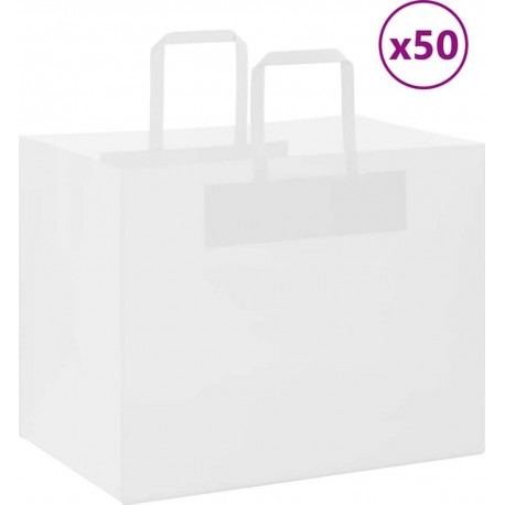 Vidaxl Sacs En Papier 50 Pcs Avec Poignées Blanc 32x22x24 Cm