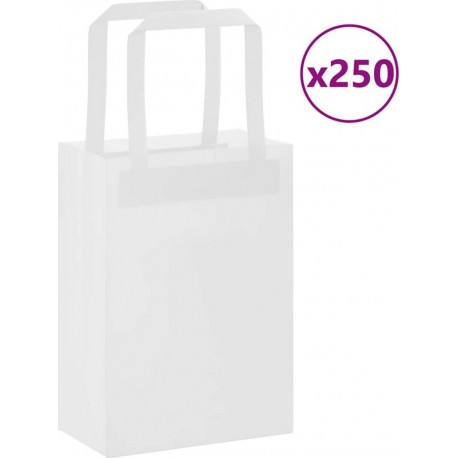 Vidaxl Sacs En Papier 250 Pcs Avec Poignées Blanc 15x8x21 Cm