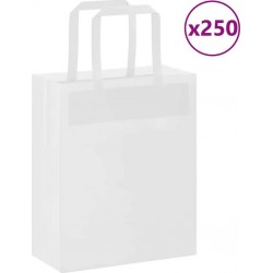 Vidaxl Sacs En Papier 250 Pcs Avec Poignées Marron 18x8x22 Cm