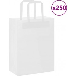 Vidaxl Sacs En Papier 250 Pcs Avec Poignées Blanc 21x11x28 Cm