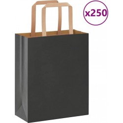 Vidaxl Sacs En Papier 250 Pcs Avec Poignées Noir 18x8x22 Cm
