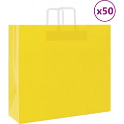 Vidaxl Sacs En Papier 50 Pcs Avec Poignées Jaune 54x15x49 Cm