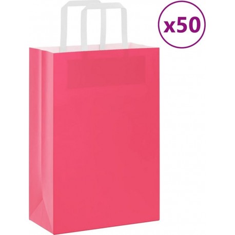 Vidaxl Sacs En Papier 50 Pcs Avec Poignées Rose 21x11x31 Cm