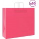 Vidaxl Sacs En Papier 50 Pcs Avec Poignées Rose 54x15x49 Cm