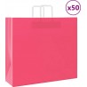 Vidaxl Sacs En Papier 50 Pcs Avec Poignées Rose 54x15x49 Cm