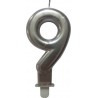 PARIS PRIX Bougie D'anniversaire chiffre 9 7cm Argent