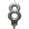 PARIS PRIX Bougie D'anniversaire chiffre 8 7cm Argent