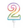 PARIS PRIX Bougie D'anniversaire chiffre 2 10cm Multicolore