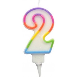 PARIS PRIX Bougie D'anniversaire chiffre 2 7cm Multicolore