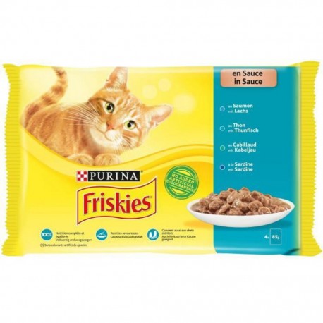 Friskies Aliment pour Chat en Sauce 4 Poissons 85g par 4 rations 7613036987592