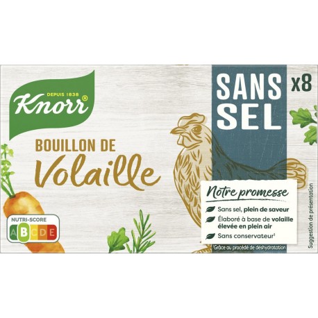 Knorr Bouillon Volaille sans sel x8 72g