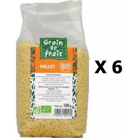 Grain De Frais Lot 6x Millet Décortiqué Bio Paquet 500g les 6 unités de 0.5Kg