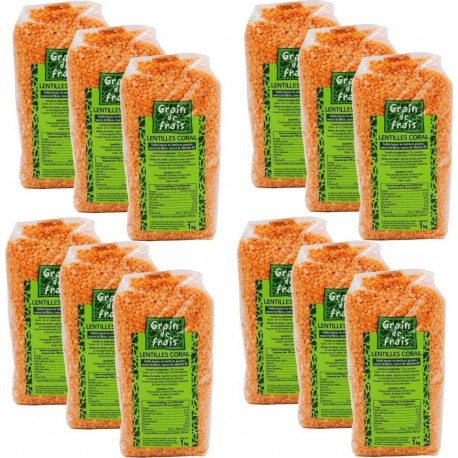 Grain De Frais Lot 12x Lentille Corail Paquet 1Kg les 12 unités de 1.0Kg