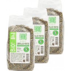 Grain De Frais Lentille Verte Bio France les 3 unités de 0.5Kg