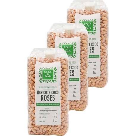 Grain De Frais Haricots Coco Roses les 3 unités de 1.0Kg