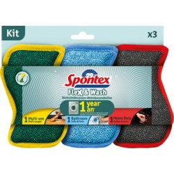 SPONTEX Éponges Microfibres Flex & Wash Double Face
