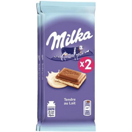 Milka Tendre au Lait 2x100g (lot de 3 soit 6 tablettes)
