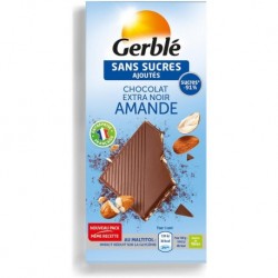 Gerblé Chocolat Extra Noir Amande Sans Sucres Ajoutés 80g (lot de 12)