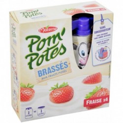 Pom’Potes Brassés Fraise (Boîte de 4 gourdes)