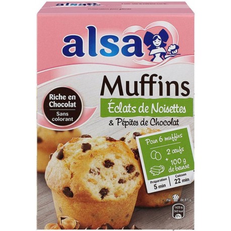 Alsa Préparation Muffins Chocolat Noisettes 280g