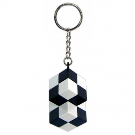 Porte-clés cube double - attache simple - noir et blanc