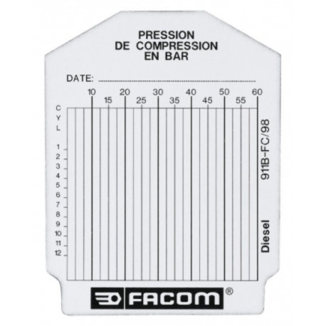 Facom Sachet de 100 fiches de contrôle diesel Facom 911B.FC