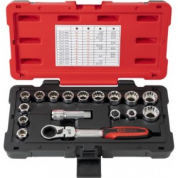 Coffret de douilles traversantes TRIPLEplus® 3/8'' - 1/2'' - 10 à 24 mm KS Tools 922.4040