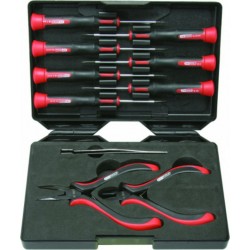 Coffret de pinces et tournevis électroniques, 10 pièces - KS Tools 500.7180