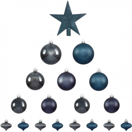 Kit de décoration pour Sapin de Noël Gris Acier 18 pièces