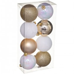 Kit de décoration pour Sapin de Noël Doré et Blanc 8 pièces