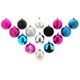 Kit de décoration pour Sapin de Noël Turquoise Fuchsia Argent et Noir 15 pièces