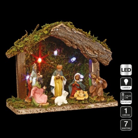Crèche de Noël LED avec 7 Santons