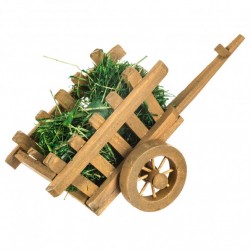 Accessoire de décoration de crèche Charrette avec de l'herbe