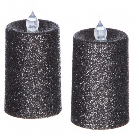 Féerie Lights Décoration de Table de Noël - Double Bougies LED - Anthracite (lot de 6)
