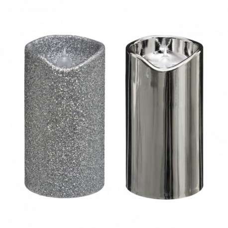 Féerie Lights Duo Décoration de Table de Noël - Bougie LED - Argent (lot de 3)
