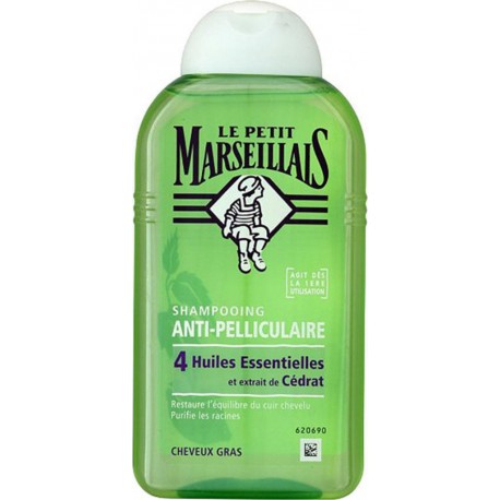 Le Petit Marseillais Shampooing Anti-Pelliculaire 4 Huiles Essentielles et Extrait de Cédrat 250ml (lot de 4)