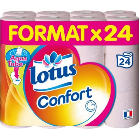 Lotus Confort Papier Toilette rose Aqua Tube 24 Rouleaux