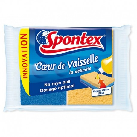 Spontex Coeur de Vaisselle La Délicate Espace Spécial Dose Par 2 (lot de 3 soit 6 éponges)