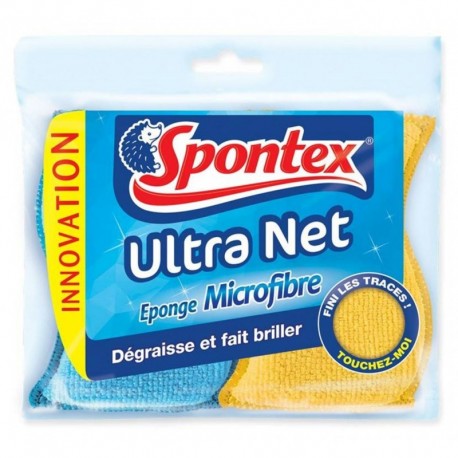 Spontex Eponge Microfibre Ultra Net Fini Les Traces Par 2 (lot de 3 soit 6 éponges)